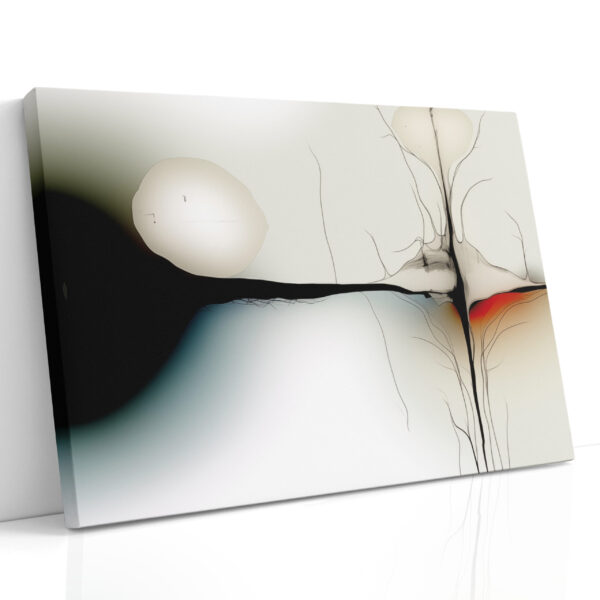 Red Node Convergence — Abstract Digital Canvas Print