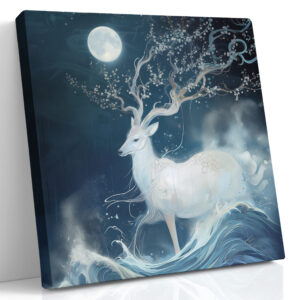 Moonlit Deer in Blossom