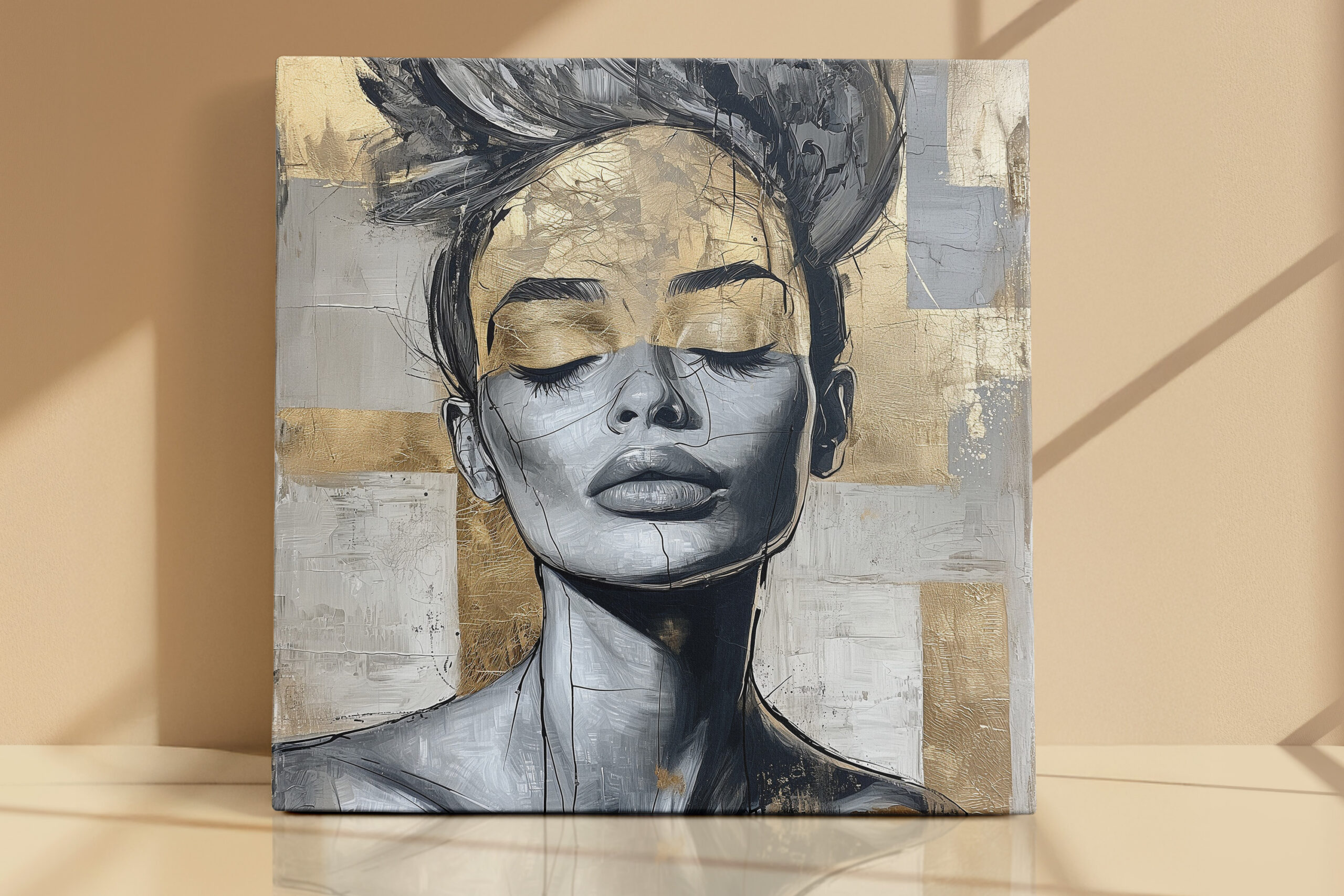 Golden Serenity Portrait Canvas Print