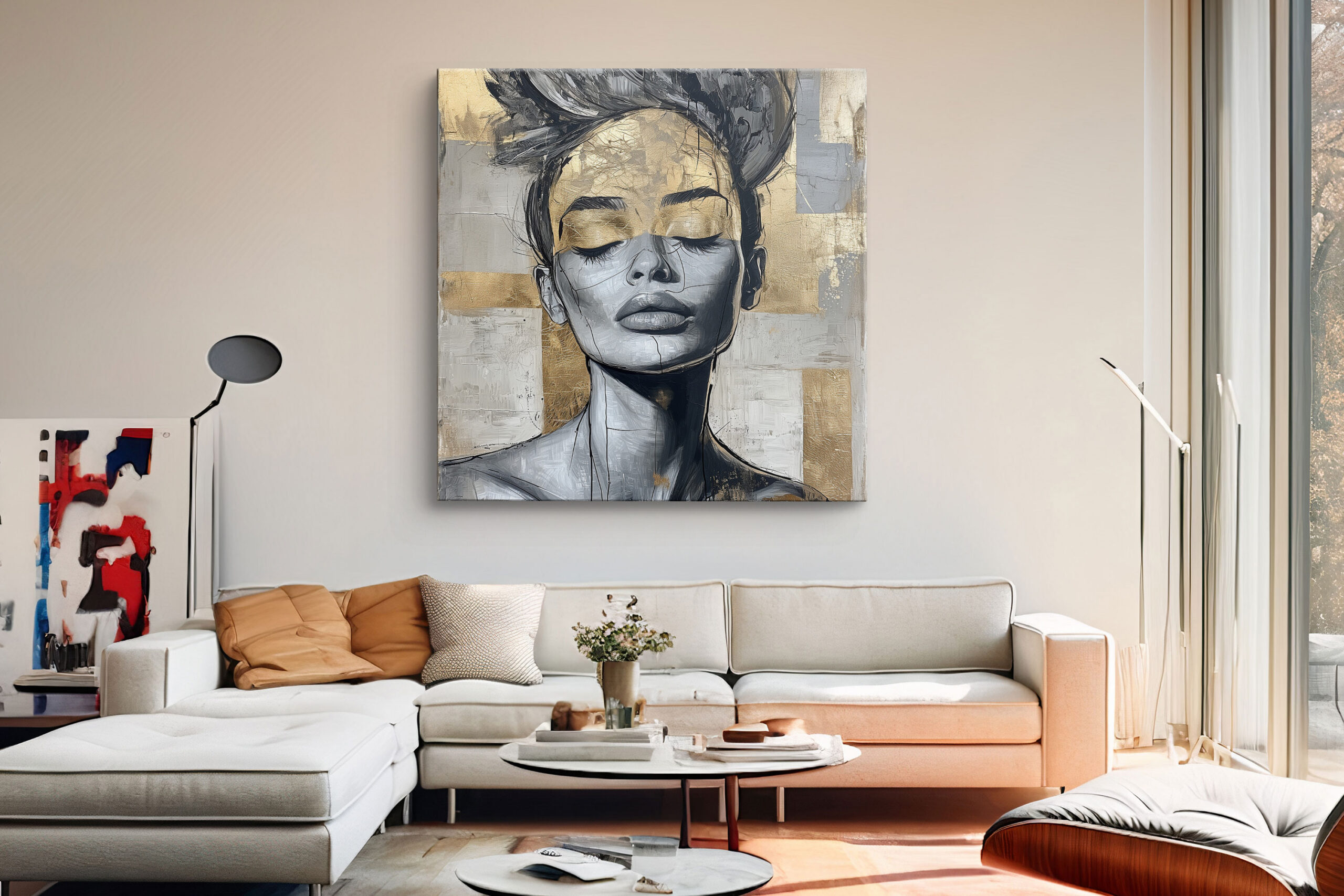 Golden Serenity Portrait Canvas Print