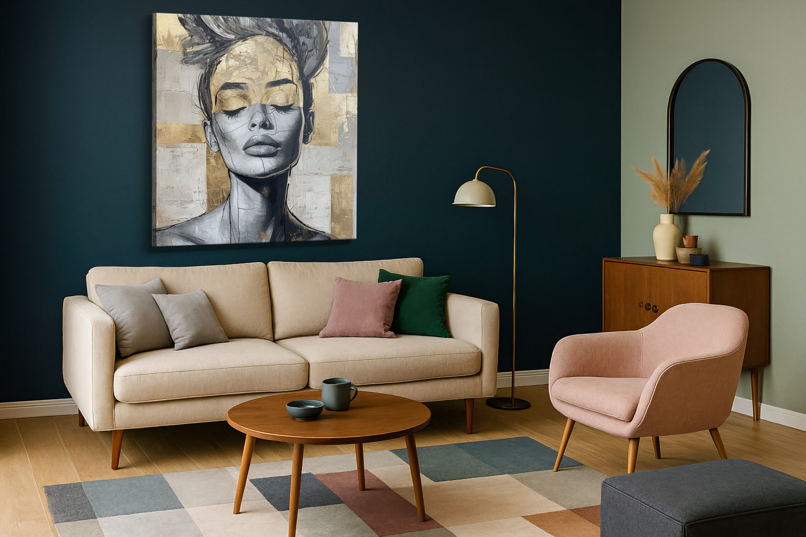 Golden Serenity Portrait Canvas Print