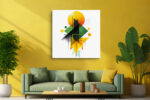 Stacked circle, diamond and triangles in vivid yellow, deep green and orange u2014 bold geometric art deco canvas print
