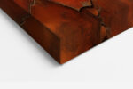 Cracked earth polygon texture in burnt orange and rust tones, bold abstract canvas print for living room or home office