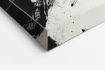 Samurai silhouette with katana in expressive ink-wash style, black on cream, japandi wall art for home office