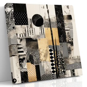 Collage Panels in Gold and Ink