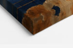 Abstract navy and gold leaf texture with horizontal brushstroke bands, bold mixed-media canvas wall art for living room