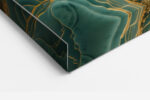 Jade green cliffs with gold pine trees and winding river, East Asian landscape digital art canvas for living room