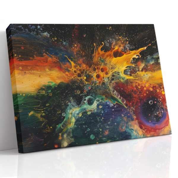 Amber & Teal Fluid Burst Canvas Print