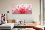 Oversized dahlia flower in blush pink and coral tones, panoramic digital art canvas for bedroom or spa