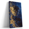 Side-profile figure with gold paint splatter on deep royal blue, bold art deco digital art canvas for living room