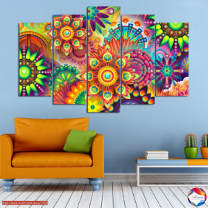 Colorful Abstract Waves 5-Piece Canvas Print Set