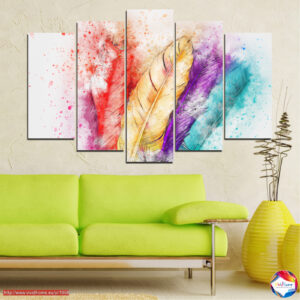Colourful Feathers 5-Piece Canvas Print Set