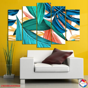 Colourful Tropical Leaves 5-Piece Canvas Print