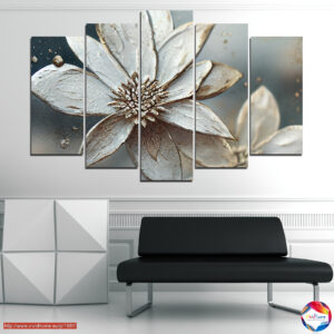 White Flowers Five-Piece Canvas Print Set