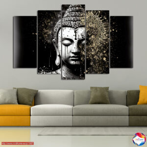 Buddha Statue in Warm Glow 5-Piece Canvas Print