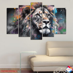 Lion Portrait 5-Piece Canvas Print Set