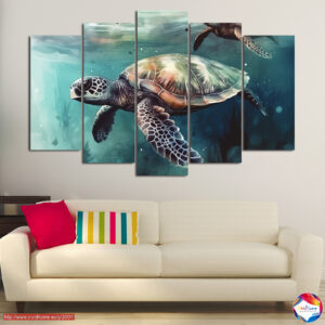 A couple of turtles swimming in the water 5 pieces №1008