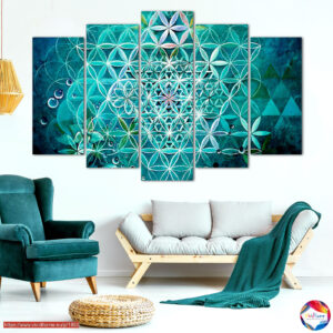 Flower of Life Turquoise 5-Piece Canvas Print