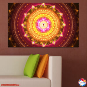 Mandala Symbol Canvas Print in Gold and Teal