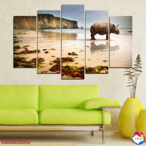 Beach Rhino 5-Piece Canvas Print Set