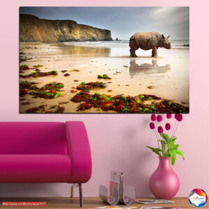 Rhino on Sandy Beach Canvas Print