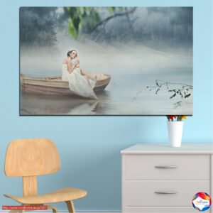 Woman in White Sailing Boat Canvas Print