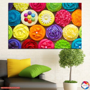 Colorful Cupcake with Flower Topper Canvas Print