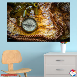 Vintage Compass and Pirate Map Canvas Print
