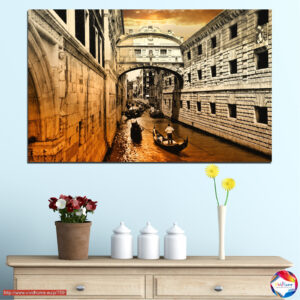 Venice Canal with Moored Boat Canvas Print