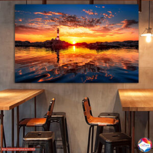 Lighthouse at Sunset 5-Piece Canvas Print