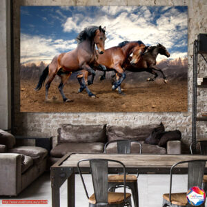 Running Horses in Storm Canvas Print – 5 Panels