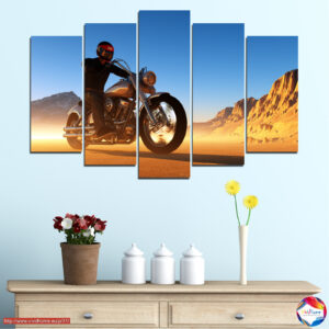 Desert Motorcycle Rider 5-Piece Canvas Print