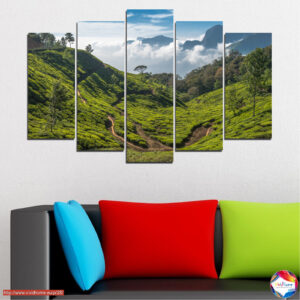 Mountain Valley with Rolling Hills 5-Piece Canvas Print