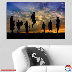 African Sunset Silhouette Canvas Print