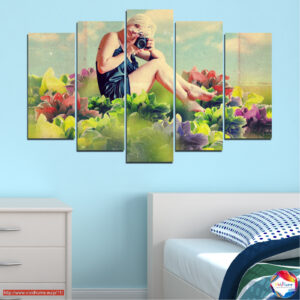 Colorful Woman Portrait Collage 5-Piece Canvas Print